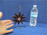 hand blown glass flower with holder