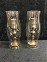 Brass Candle Holders with Shades