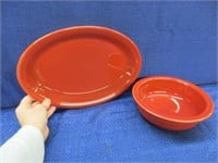 2pc orange fiesta: platter & large serving bowl