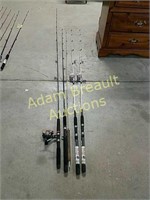 5 assorted fishing rods (some Ugly Stiks)