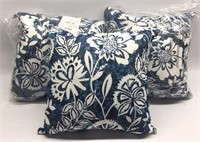 3 Blue Floral Throw Pillows