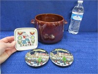 west bend bean pot -2 small bavaria plates & small