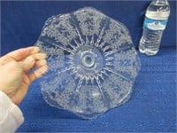 antique etched cake stand