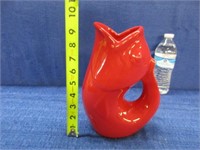 10inch tall red fish pitcher