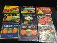 Lot of Vintage Fruit Box Labels