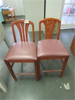 2 Wooden Stools, 25" Seat & 39" Back