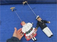 2 hand painted puppet dolls "captain & woman"