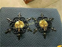 Wrought iron decorative wall candelabras