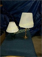 Polished brass and Porcelain table lamps