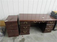 Wooden Office Desk w/File Cabinet, 60" x 30" x