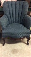 BLUE UPHOLISTERED ARM CHAIR