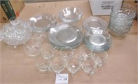 Lot of Clear Dinnerware Plates, Bowls Cups PLUS