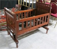 Walnut platform baby carriage
