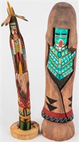 2 Vintage Hopi Navajo Katsina Kachina Dolls Wood