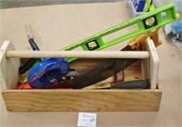 Wooden Tool Box & Tool Lot