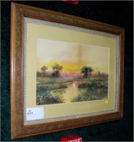 14"x22" Watercolor of Pond Scene,