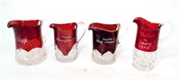 Lot, Ruby Red pitchers, 4pcs. marked: "New