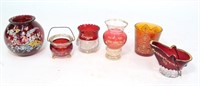 Lot, Ruby Red glass: 6 pcs, marked: 'Lizzie;" "New