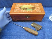 antique pistol grips -ice pick -sm. cedar box