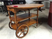 Dropleaf teacart with wagon wheels