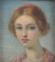 EUROPEAN PAINTING OF A YOUNG WOMAN