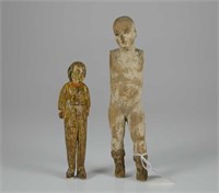 TWO ANTIQUE CARVED WOOD STANDING MODELS