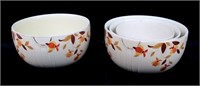 Lot, 4 Hall Autumn Leaf pattern mixing bowls: