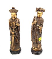Lot, carved oriental statues, 10" each