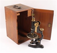 BAUSCH & LOMB BRASS MICROSCOPE WITH BOX
