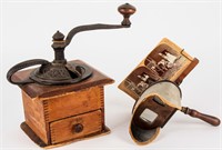 Antique Wooden Coffee Mill & Stereoscope