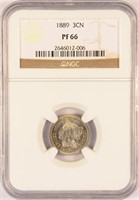 A 2nd Gem Proof 1889 Three Cent Nickel.