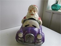 Cookie Jar Design Pac Inc Purple Car with Santa
