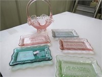 Pink Glass Ruffled Basket, 5 Tiara Small Glass