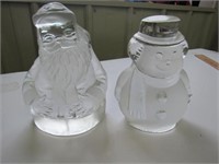 Glass Santa, Snowman, flat backs