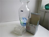 Fostoria Glass Vase and Trinket Box