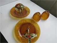 Tiara Amber  2 Wall Candle Holder Sconces Parts