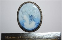 Late Victorian Blue Cameo Broach