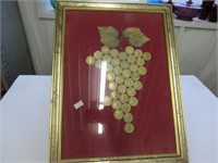 Framed Italian Coin Token Art Grapes,