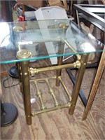 Glass top Brass Lamp table