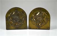 PAIR OF AMERICAN ARTS & CRAFTS BRASS BOOKENDS