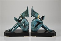 PAIR OF COLD PAINTED ART DECO FIGURAL BOOKENDS