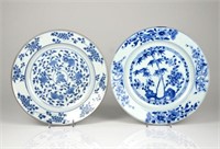 TWO CHINESE EXPORT BLUE AND WHITE DISHES
