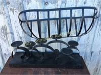Scrolled iron candle holder- iron wall planter