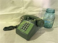 Retro style avocado green telephone