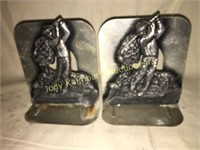 Metal golf themed book ends