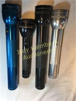 4 heavy Magnalite flashlights-asst sizes