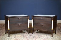 PAIR OF EBONIZED TWO DRAWER COMMODES