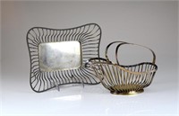 TWO SILVER PLATE BASKETS