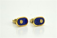 PAIR OF DUNHILL GOLDPLATED AND LAPIS CUFFLINKS