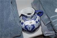 BLUE AND WHITE PORCELAIN PITCHER